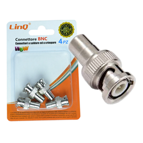 Set 4 Pezzi Connettore Bnc Maschio - Rca Femmina Linq Bnc-1