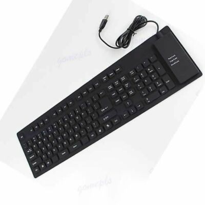 USA USB Silicone Rubber Waterproof 109 Keys Flexible Foldable Keyboard PC