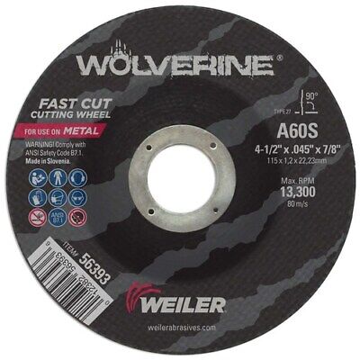 Weiler 56393 4.5 T27 .045 A60S Thin Cut Off Wheel (Box of 25)