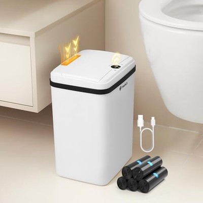 Smart Touchless Bathroom Trash Can 4 Gallon Automatic Motion Sensor Rubbish C...