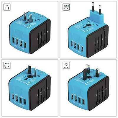 Universal Travel Adapter, All-in-one Worldwide Travel Charger with 4 USB Ports