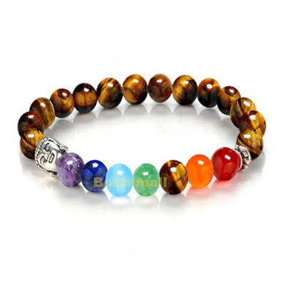 Tiger Eye 7 Chakra Healing Balance Beads Reiki Prayer Yoga Bracelet