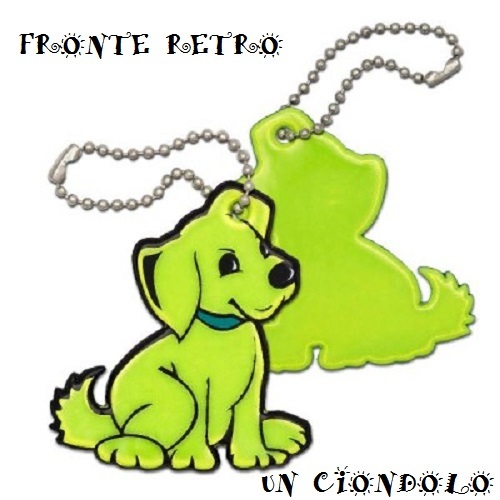 UN PORTACHIAVI CIONDOLO IN PVC RIFLETTENTE LUCE A FORMA DI CAGNOLINO VERDE NUOVO