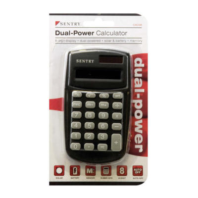 Sentry CA338 Dual-Power Pocket Handheld Calculator Solar Battery 8 Digit Display