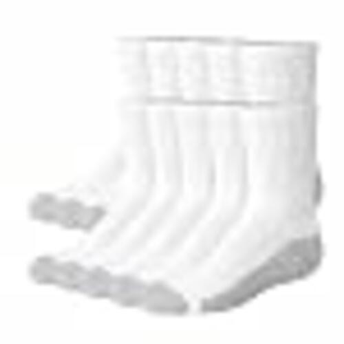 Hanes Boys' Uniform Crew Socks Moisture-Wicking Cushioned 10-Pair White/Grey Lg