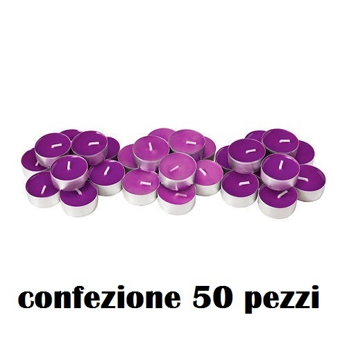 Set 50 Pezzi Candele Viola Profumate Fragranza Lavanda Tealight Lumini moc