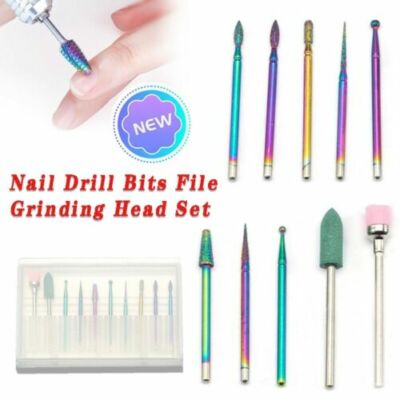 10pcs Nail Art Grinding Drill Bits Electric Manicure Machine Diamond Bullet Bit