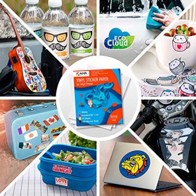 Limia's Care Printable Vinyl Sticker Paper for Inkjet Printer - Glossy White ...