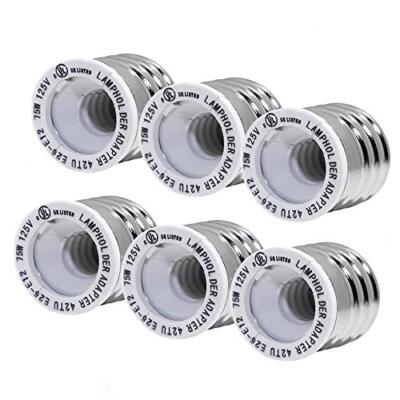 SpiritLED 6-Pack E26 E27 to E12 Socket AdapterUL Listed Medium Screw E26 to C...