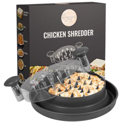 Pro Chicken Shredder Tool Twist With Clear Lid 9.5'' Meat Shredder Shredded Chick