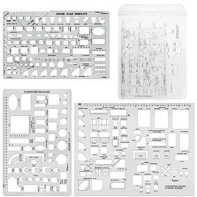 3 Pack Architectural Templates Drafting Tools House Interior Design Template
