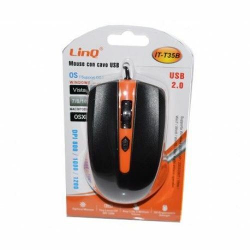 Mouse Ottico Rotellina Filo Cavo Usb 1200dpi Pc Linq It-35b