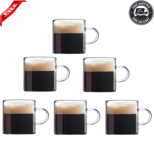 Espresso Cups Set of 6 4 oz Glass Espresso Coffee Cups Small