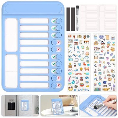 Audab Dry Erase Chore Chart for Kids, Magnetic Whiteboard Checklist Board, Blue
