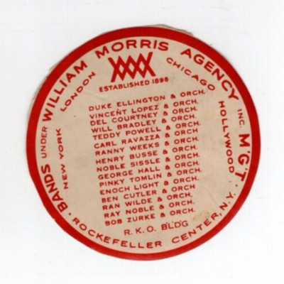 Vintage Advertising Card for William Morris Talent Agency With List of Bands