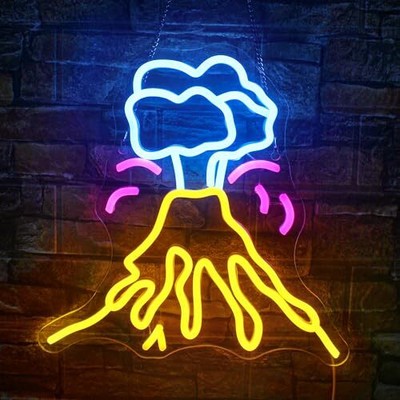 , Funny Neon Signs For Wall Decor, Usb Dimmable Volcano