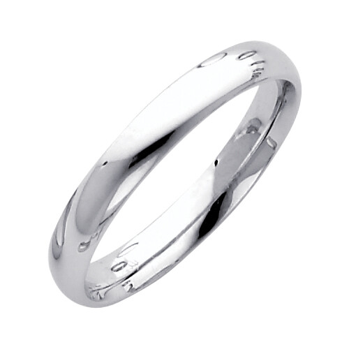 Pre-owned Td Collections 14k White Gold 3mm Light Comfort-fit Dome Plain Comfort Fit Wedding Band