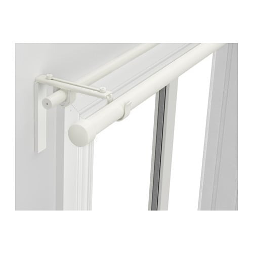 Ikea Double White Expanding Curtain Pole Hugad Racka In