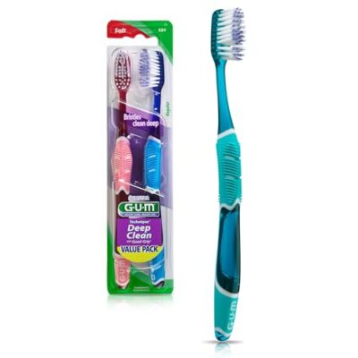 GUM Technique Deep Clean Toothbrush - Full Head - Soft Toothbrushes for Adult...