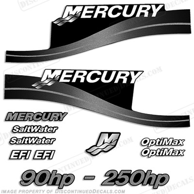 Fits Mercury Custom Metallic Silver Decal Kit All Horsepower Options Available