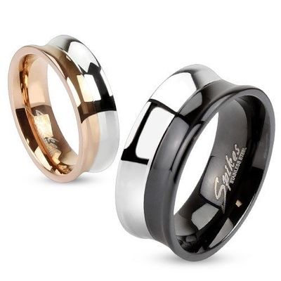 Concave Two Tone Ring Stainless Steel 