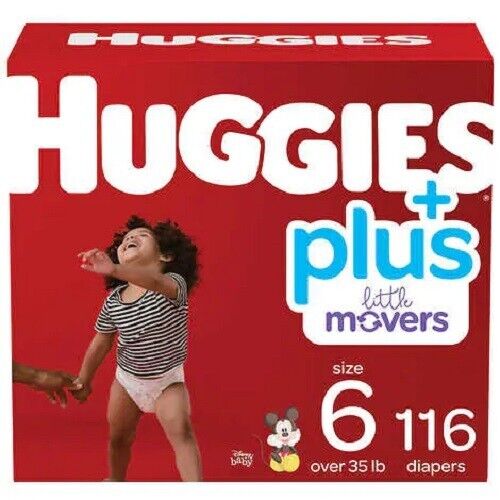 Huggies Little Movers  Baby Diapers, Size 6: 35lbs and up, 116 Count  CWS