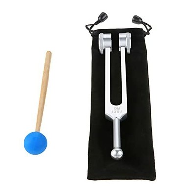 OM 136.1Hz Solfeggio Tuning Fork with Silicone Hammer Bag for DNA Repair Heal...