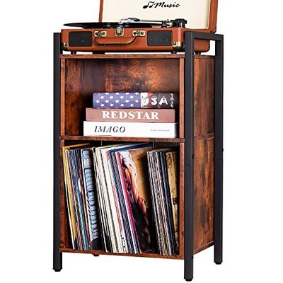 2-tier Vinyl Record Storage Cabinet With Metal ...