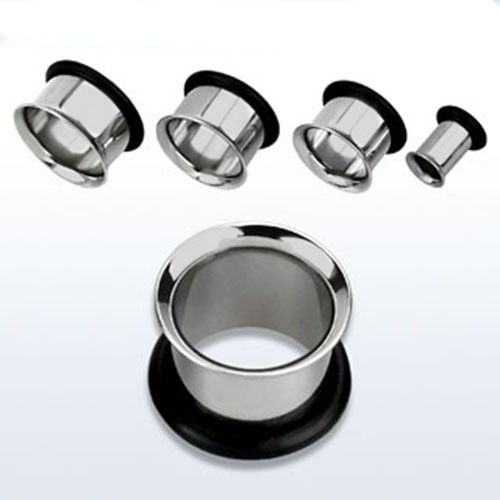 1 Or 2 Surgical Steel Single Flare Ear Tunnels + O Ring  Sizes 14g To 51mm #Sfv