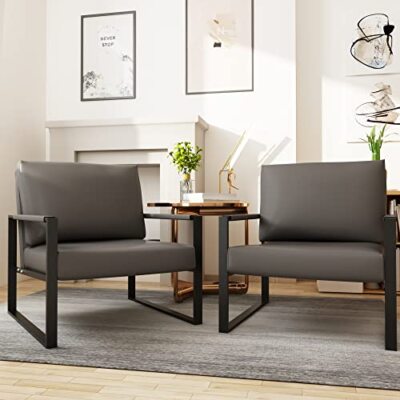 Set Of 2 Arm Chair Faux Pu Leather Single Sofa C...
