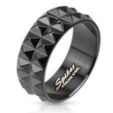 spiked acier pyramides noirci anneau spikes 316l tanaxos tournante bagues gothique