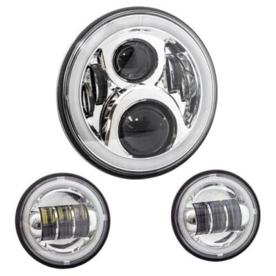 Letric Lighting Co. LLC-ILHK-7CH 7'' LED Full Halo Headlamp and 4.5'' Fog Lamps