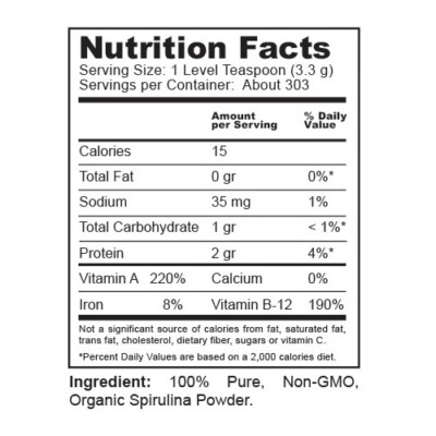 Organic Spirulina Powder 2.2 Pounds (1 KG) 100% Pure Non-GMO USDA Non-Irradiated