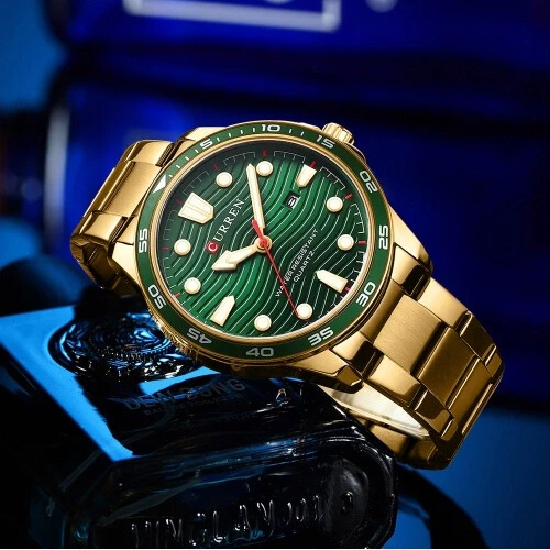 Orologio Da Polso Curren 8426 Uomo Analogico Quarzo Business Oro Verde lac