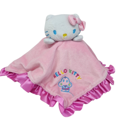 HELLO KITTY SANRIO 2012 BABY PINK SECURITY BLANKET PLUSH SOFT SATIN TRIM