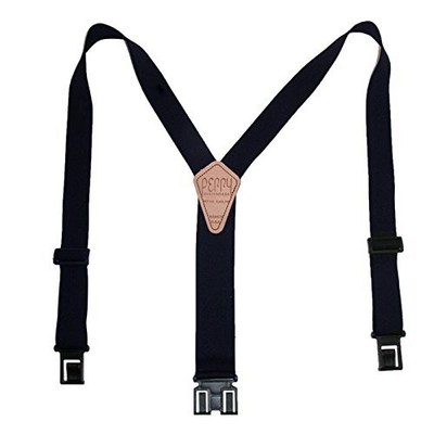 Perry Suspenders Men's Elastic 1.5 Inch Wide Hook End Suspenders Navy