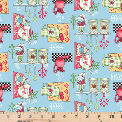 Let's Bake Blue 4 Way Baking Accessories  6754-78 MULTI Sold by half yard