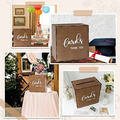 Wedding Card Box with Slot Wood Gift Card Box for Wedding Reception Rustic Wo...