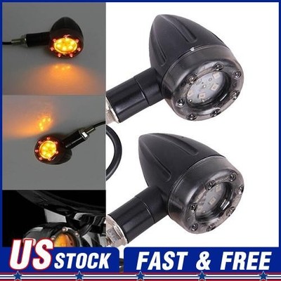 Pair LED Turn Signals Blinker Light For Harley BMW Honda Chopper Bobber