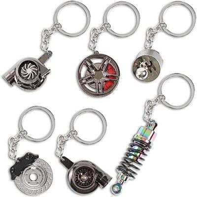 Keychain Set With Turbo Manual Gearbox Tire Rim Spring Sho