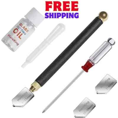 Glass Cutter Kit 2Mm-20Mm Professional Cutting Head with Cutting Oil Carbide Tip