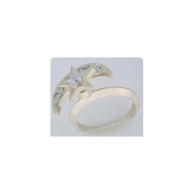 Pre-owned Gems4me Star & Moon Motion Ring With Diamonds - Fl815