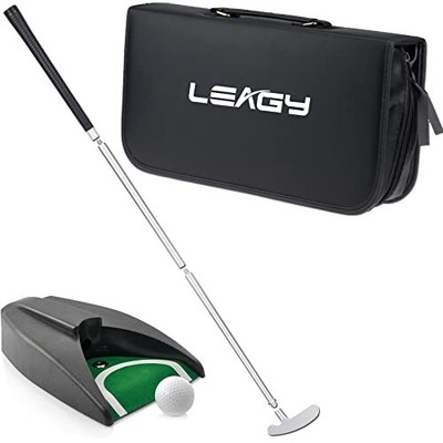 PORTABLE GOLF PUTTER Travel Practice Putting Set with Case L