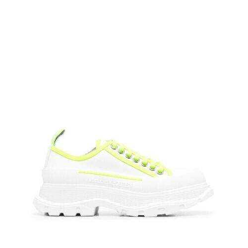 Pre-owned Alexander Mcqueen Chunky Tread Slick Canvas Sneakers Color White Sz Eu 39c/us 8