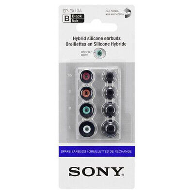 2 x Sony EP-EX10A Hybrid Silicone Earbuds Spare Tips SS/S/M/L (Black)