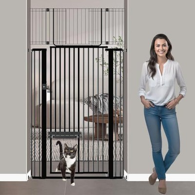 71'' Extra Tall Cat Gate for Doorway Wide- No Jumping Over No 32.28''-37.8'' Black