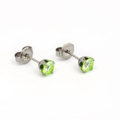 STUDEX STAINLESS STEEL 5MM CUBIC ZIRCONIA NEON GREEN