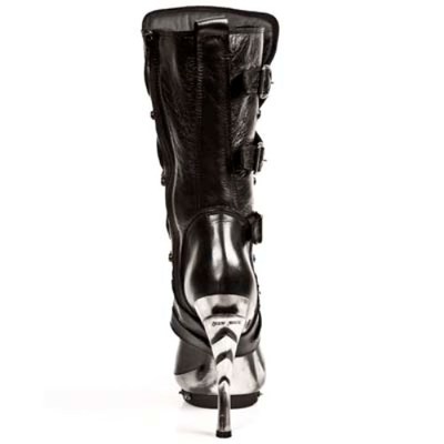 Pre-owned New Rock Newrock M.punk001 C1 Black Exclusive Rock Punk Gothic Boots - Womens