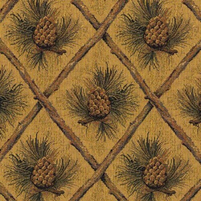 PINECONE UPHOLSTERY FABRIC MOUNTAIN LODGE CABIN RUSTIC GOLD TAPESTRY FURNITURE