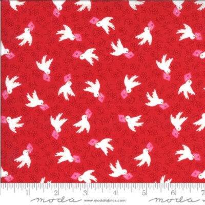 Moda Be Mine Love Dove by Stacy Iest Hsu 20713 14 Red Airmail  COTTON 